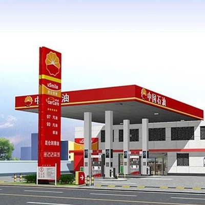 GB-Benzinestation het Afbaarden de het Stapelbedluifel van de Ponsenbenzine schilderde Aangepast