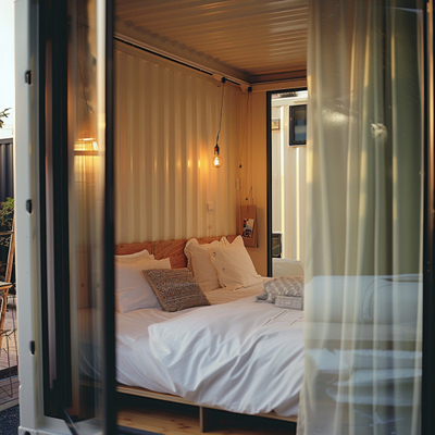 Stalen portaalrammen voor fabrieksprijs Containerhuizen. Volledig geassembleerde modulaire dubbele slaapkamer met PVC muur en raam.
