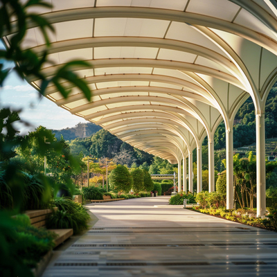 ETFE- en PTFE-spanningsmembraanstructuur voor elegante architectonische vormen