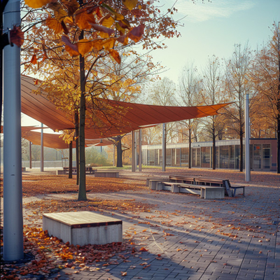 Spanningsmembraanstructuur voor parken en recreatiefaciliteiten