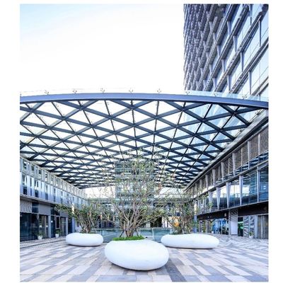 Petrol Station Construction Steel Space Frame Canopy with Q235/Q345B Grade and 70 Years Service Life